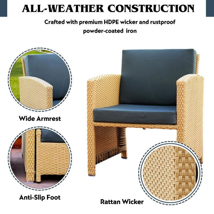 Dhanvi Outdoor 5 Piece Patio Wicker All Weather Sectional Furniture Set