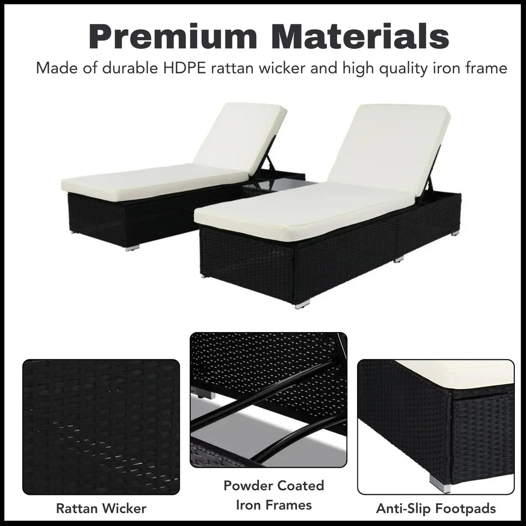 Zinnia Outdoor Wicker Lounge Chairs Set of 2 With Side Table