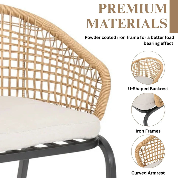 Clementine 3 Piece Garden Outdoor Rope Patio Set