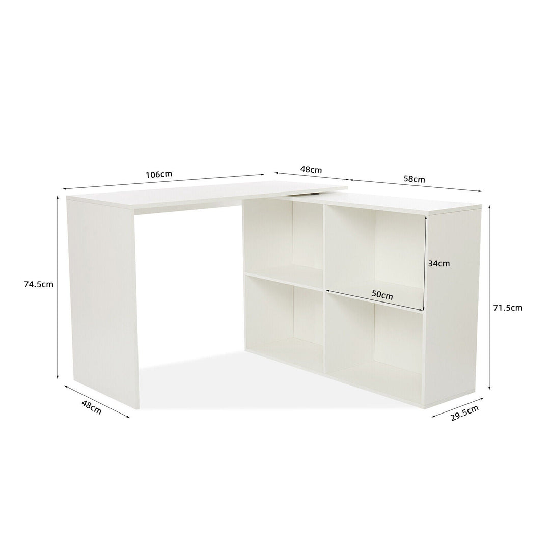 Laila L Shape Rotatable Study Table, Computer Desk, WFH Office Table with Storage