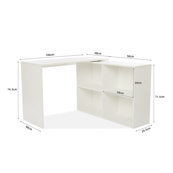 Laila L Shape Rotatable Study Table, Computer Desk, WFH Office Table with Storage