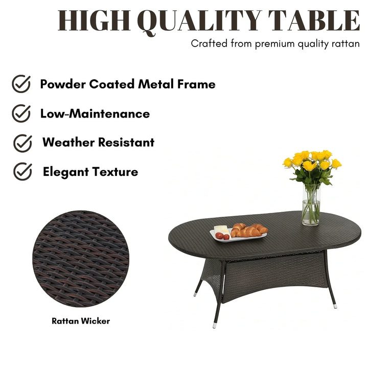 Ikram Outdoor All-Weather Resistant Rattan Wicker 7-Piece Dining Set