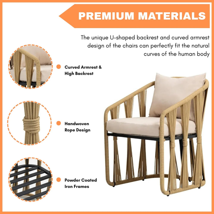 Harlow Outdoor Rope 3-Piece Patio Set