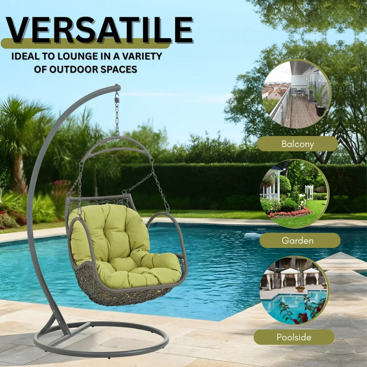 Ireti Outdoor Rattan Wicker Hanging Swing Chair with Cushion
