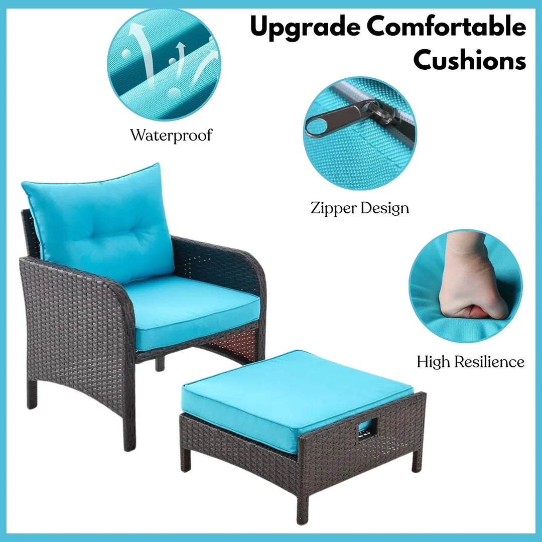 Eesha Outdoor 5 Piece Patio Wicker Furniture Set