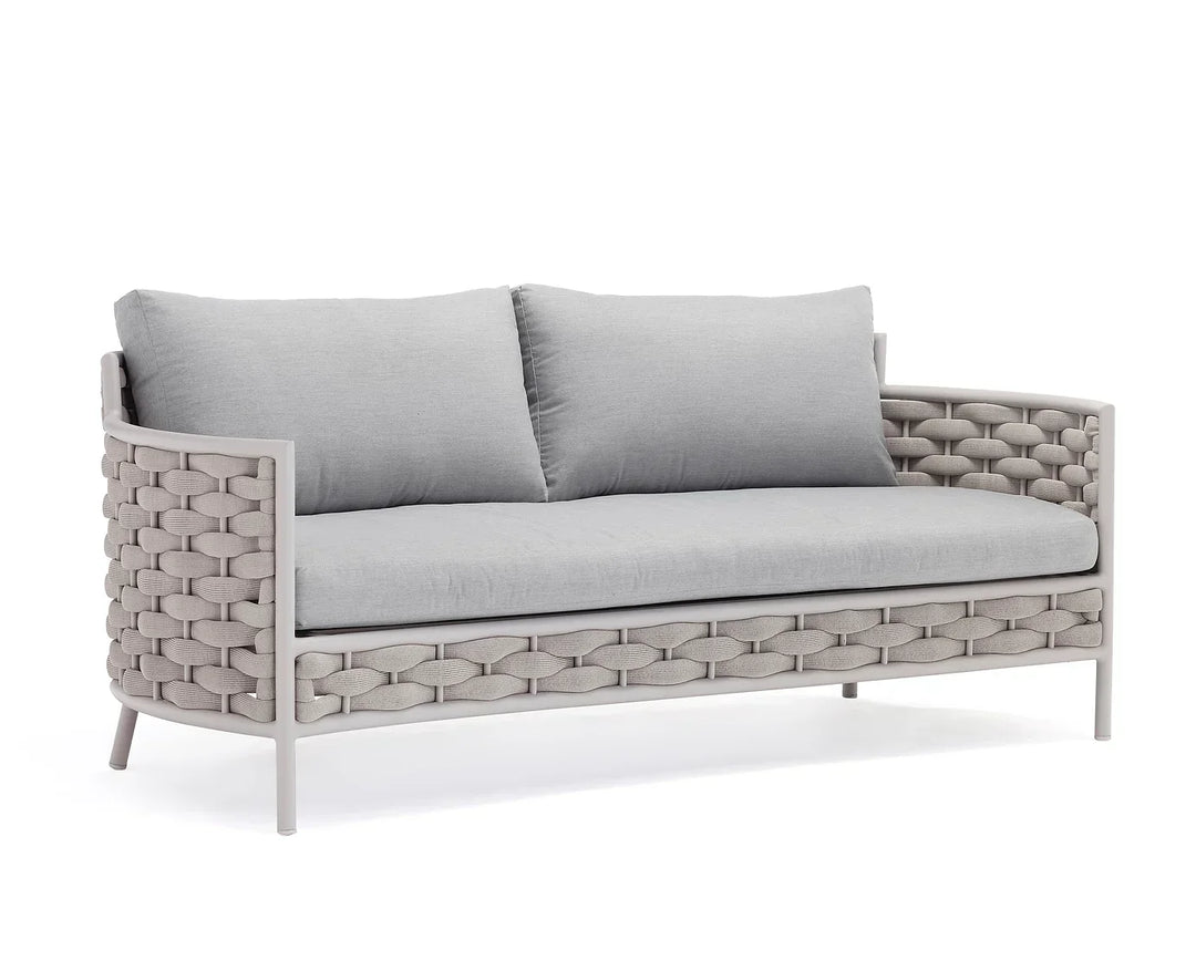 Nivio Outdoor Garden Balcony Sofa Set 2 Seater, 2 Single seater and 1 Center Table Set, Braid & Rope(White + Cream)