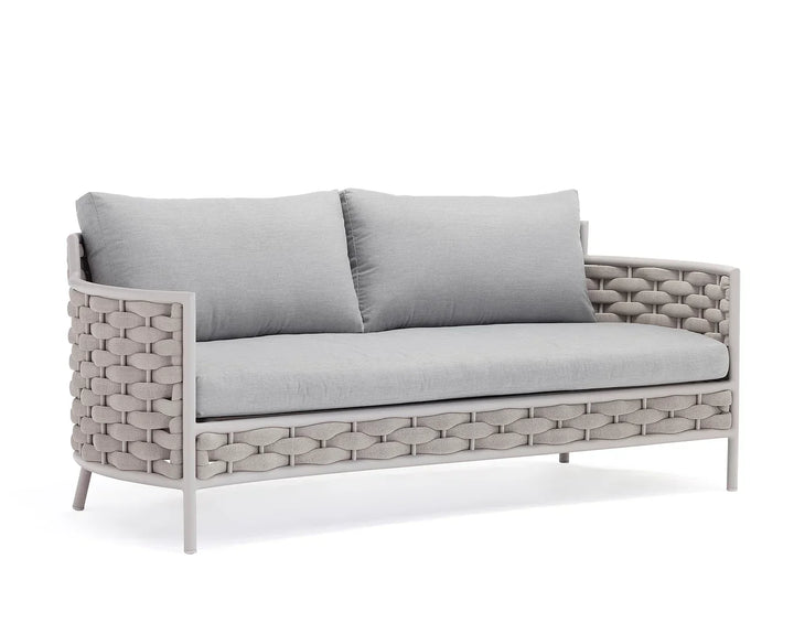 Nivio Outdoor Garden Balcony Sofa Set 2 Seater, 2 Single seater and 1 Center Table Set, Braid & Rope(White + Cream)