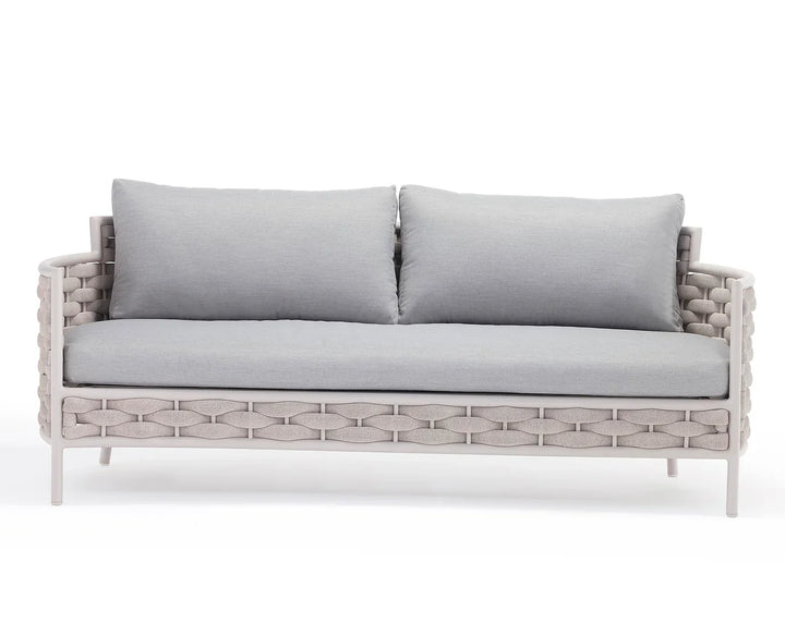 Nivio Outdoor Garden Balcony Sofa Set 2 Seater, 2 Single seater and 1 Center Table Set, Braid & Rope(White + Cream)