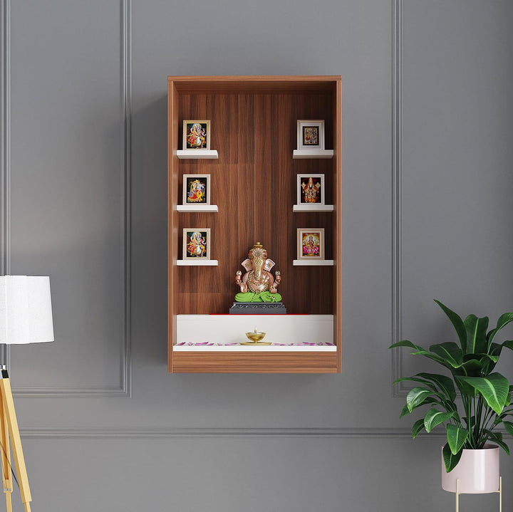 Omkarwood Grace Wooden Wall-Mounted Pooja Mandir – 85 x 50 x 28 cm (H x W x D)
