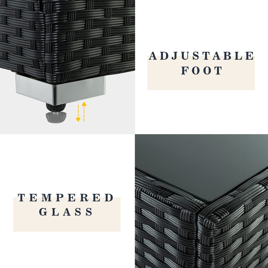 Zullo Outdoor Sofa Set 4 Seater, 2 Single seater and 1 Center Table (Black + Tan)