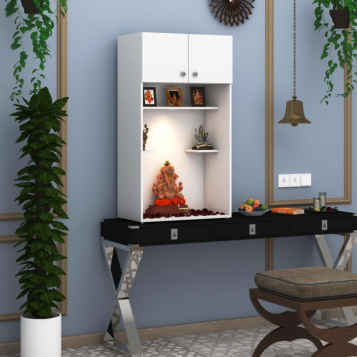 OmkarWood™ Premium Large Engineered Wood Home Temple with Storage