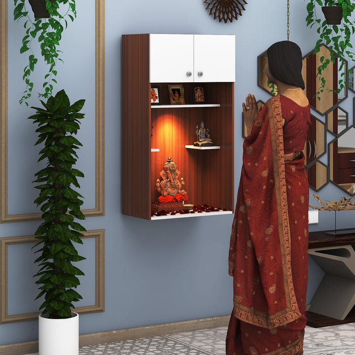 OmkarWood™ Premium Large Engineered Wood Home Temple with Storage