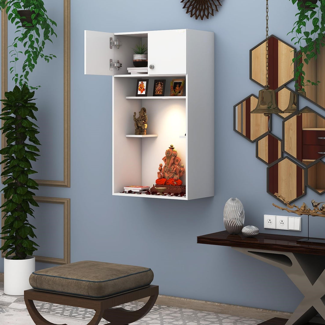 OmkarWood™ Premium Large Engineered Wood Home Temple with Storage