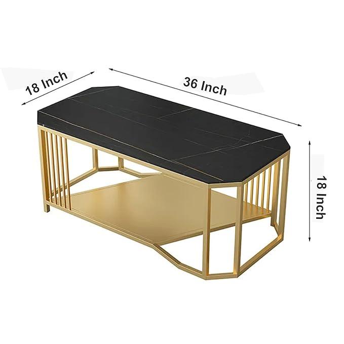 Aanya Room Accent Coffee Table Simple Design Sofa Side Table-Black Gold Table
