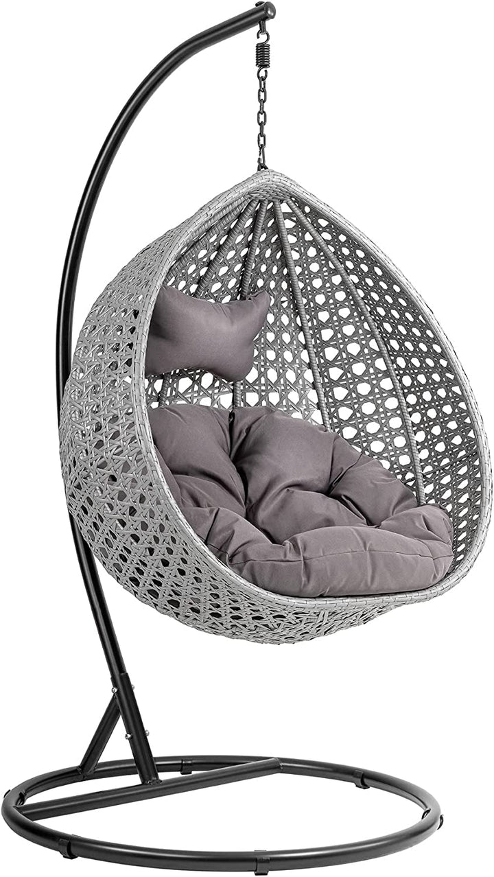 Elliott Single Seater Hanging Swing With Stand For Balcony Garden - Grey - Swings