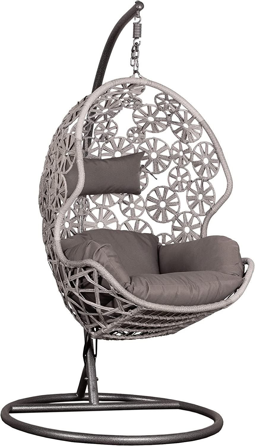 Montes Single Seater Hanging Swing With Stand For Balcony , Garden (Brown) Braided & Rope