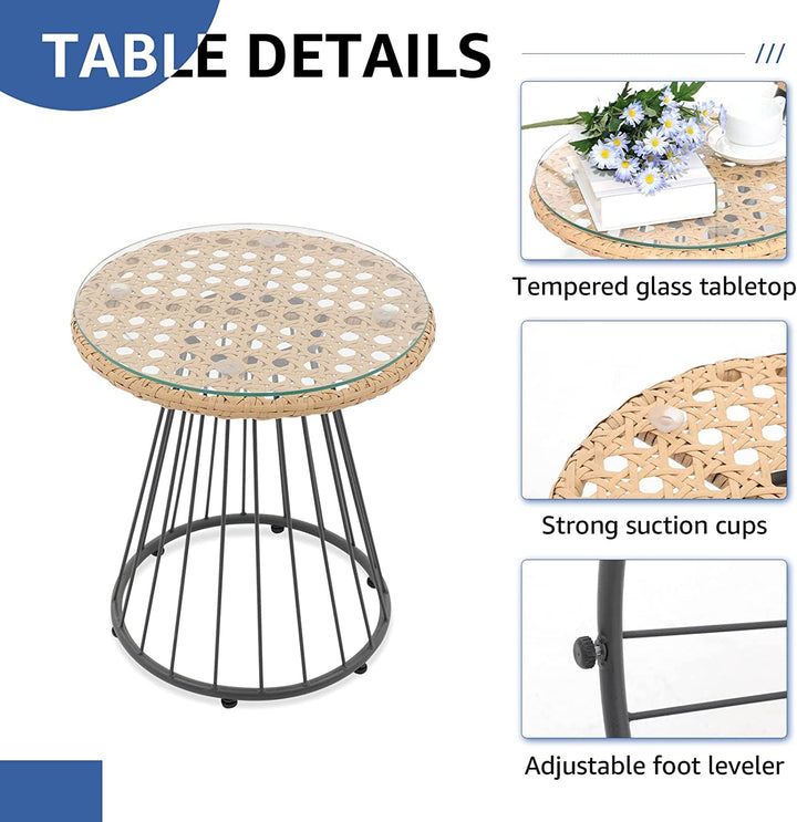 Hell Outdoor Patio Seating Set 2 Chairs and 1 Table Set (Tan + White)