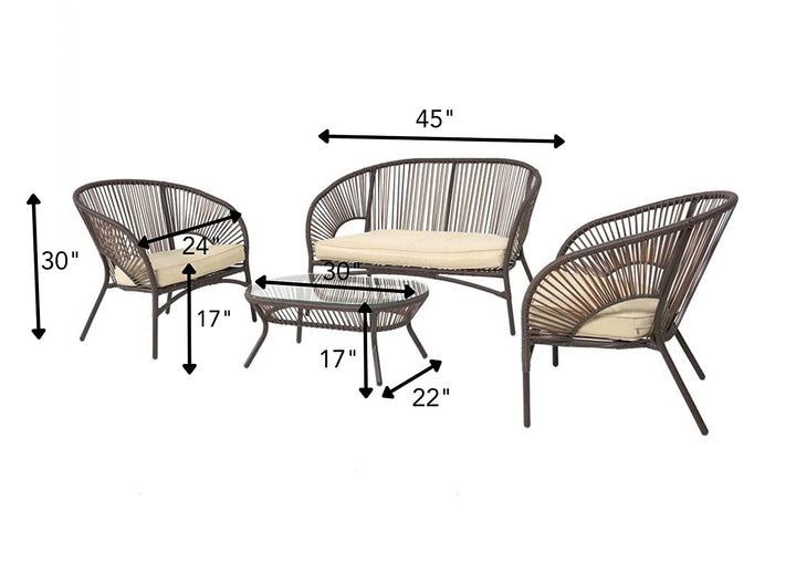 Arno Outdoor Sofa Set 2 Seater , 2 Single seater and 1 Center Table Set (Brown)