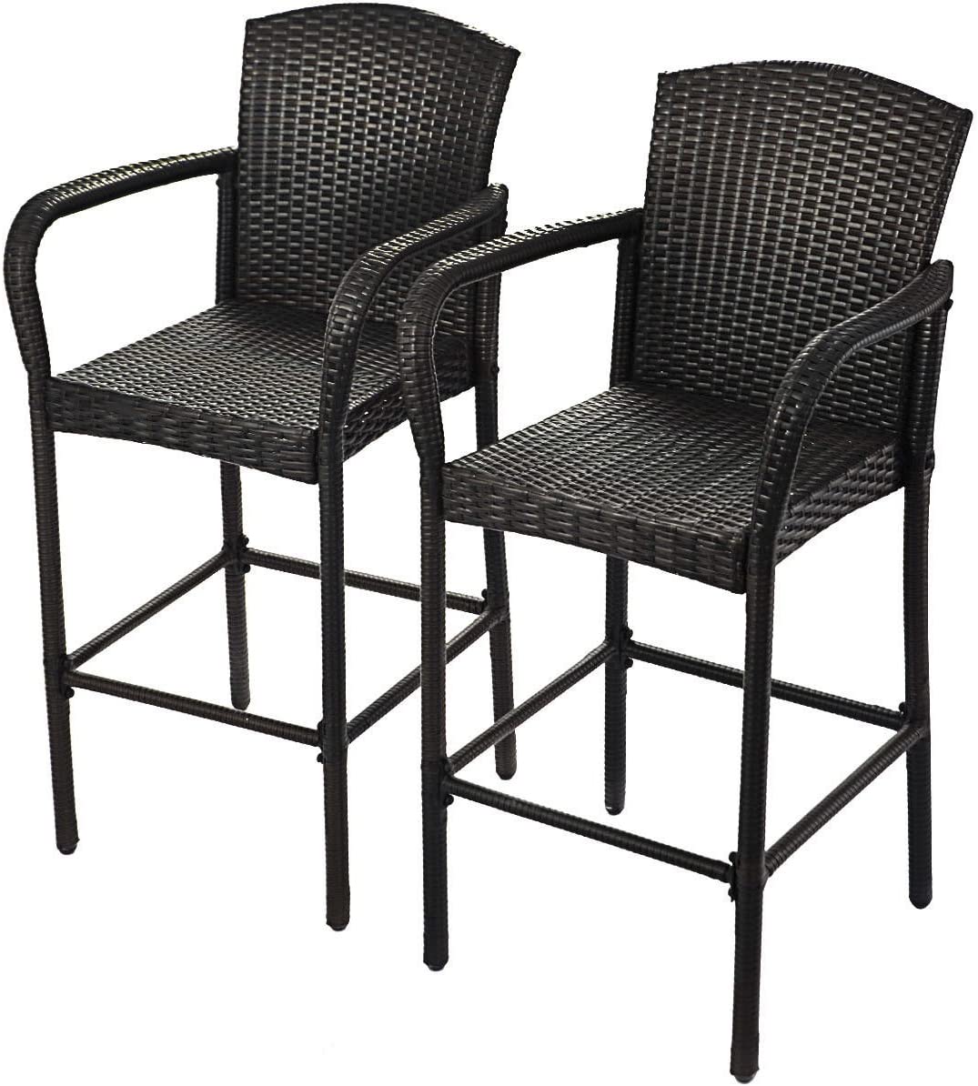 Anselmo Outdoor Patio Bar Chair 2 Chairs For Balcony (Dark Brown)