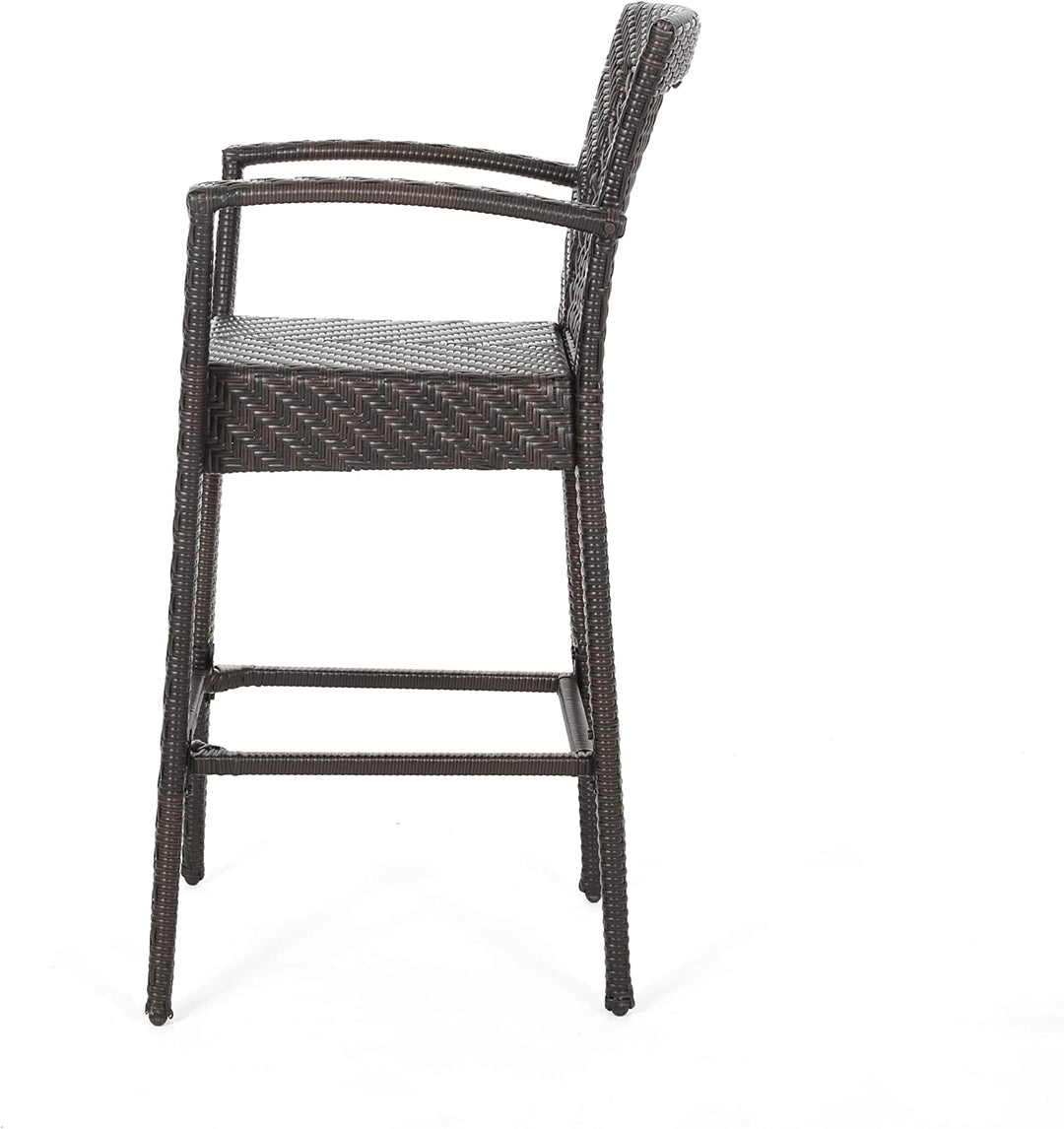 Lorenzo Outdoor Patio Bar Chair 2 Chairs For Balcony (Brown)