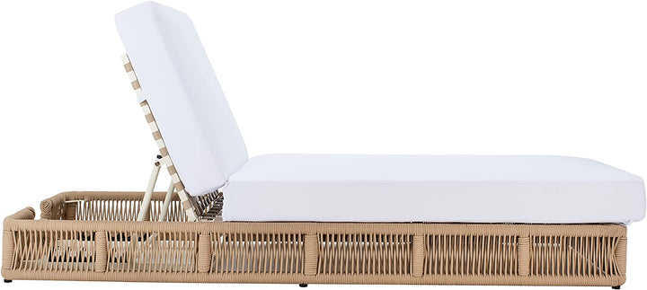 Reynard Outdoor Swimming Poolside Lounger (Tan) Braided & Rope