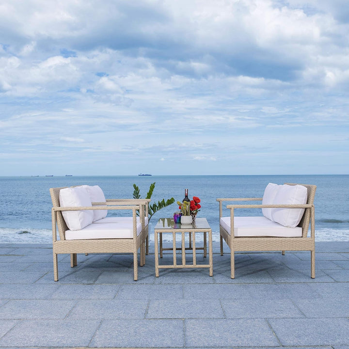 Mesa Outdoor Garden Balcony Sofa Set 2 Seater , 2 Single Seater 1 Center Table Set (Cream)