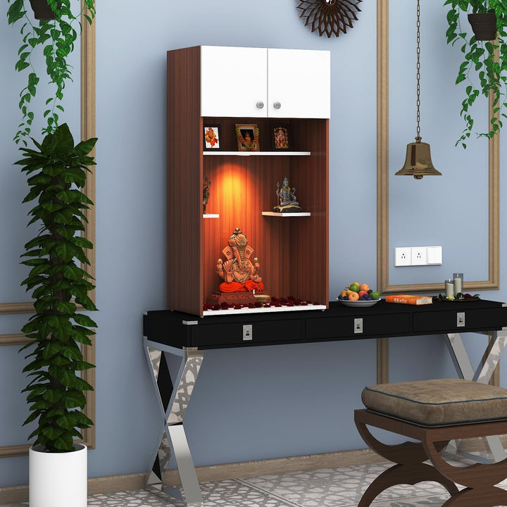 OmkarWood™ Premium Large Engineered Wood Home Temple with Storage