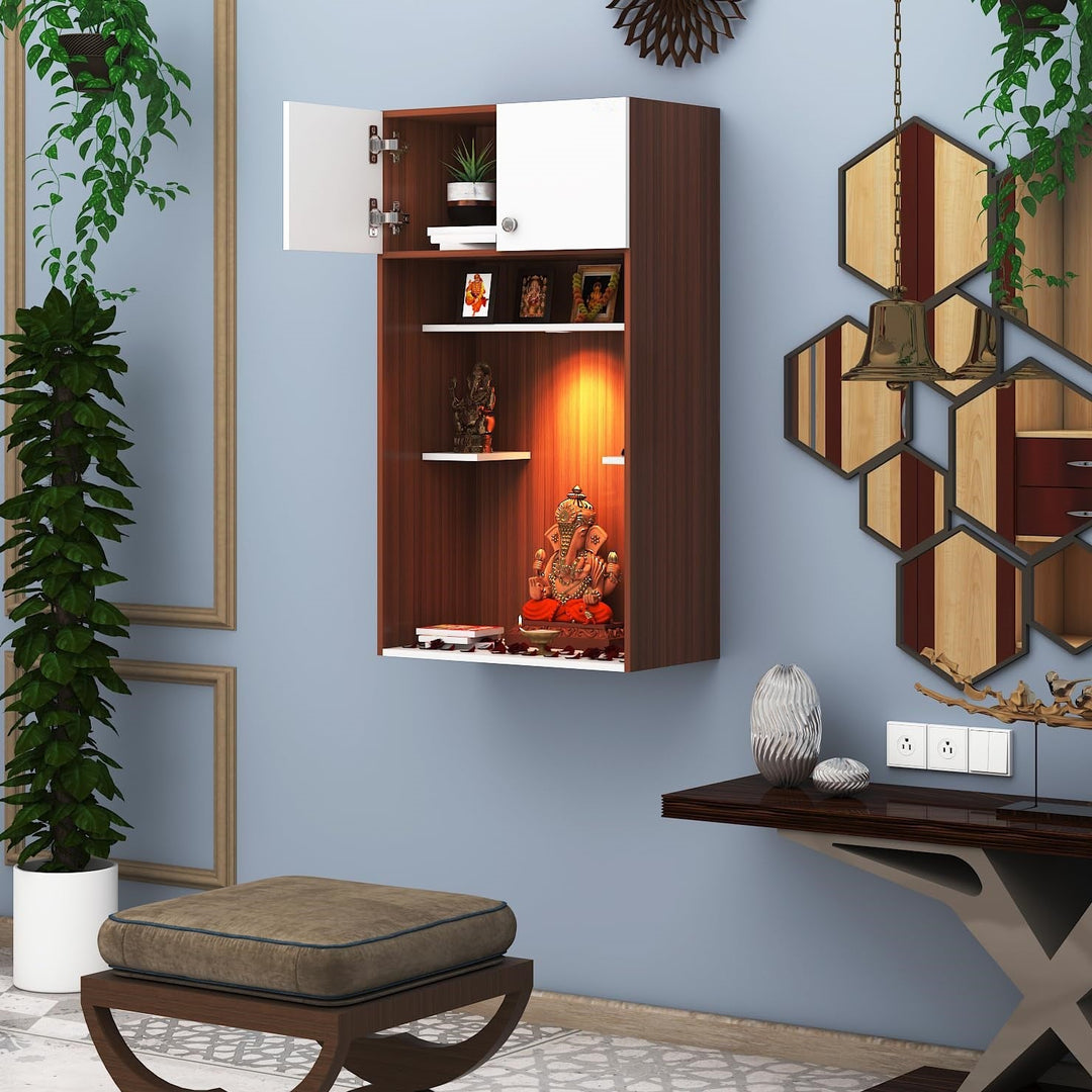 OmkarWood™ Premium Large Engineered Wood Home Temple with Storage