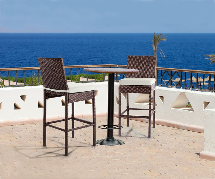 Manfredo Outdoor Patio Bar Chair 2 Chairs For Balcony (Brown)