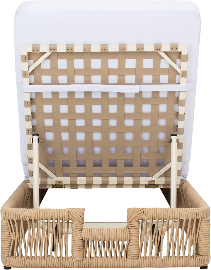 Reynard Outdoor Swimming Poolside Lounger (Tan) Braided & Rope
