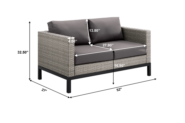Modolo Outdoor Garden Balcony Sofa Set 2 Seater, 2 Single seater and Ottoman Set (Grey)