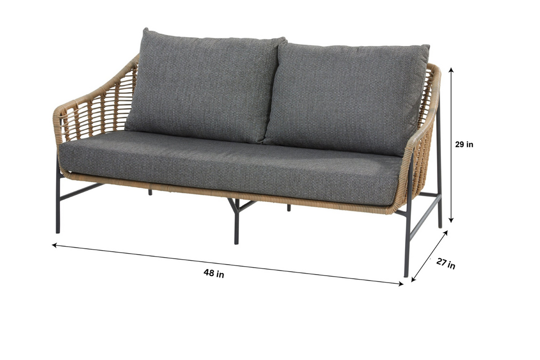 Livia Outdoor Garden Balcony Sofa Set 2 Seater, 2 Single seater and 1 Center Table Set (Tan)