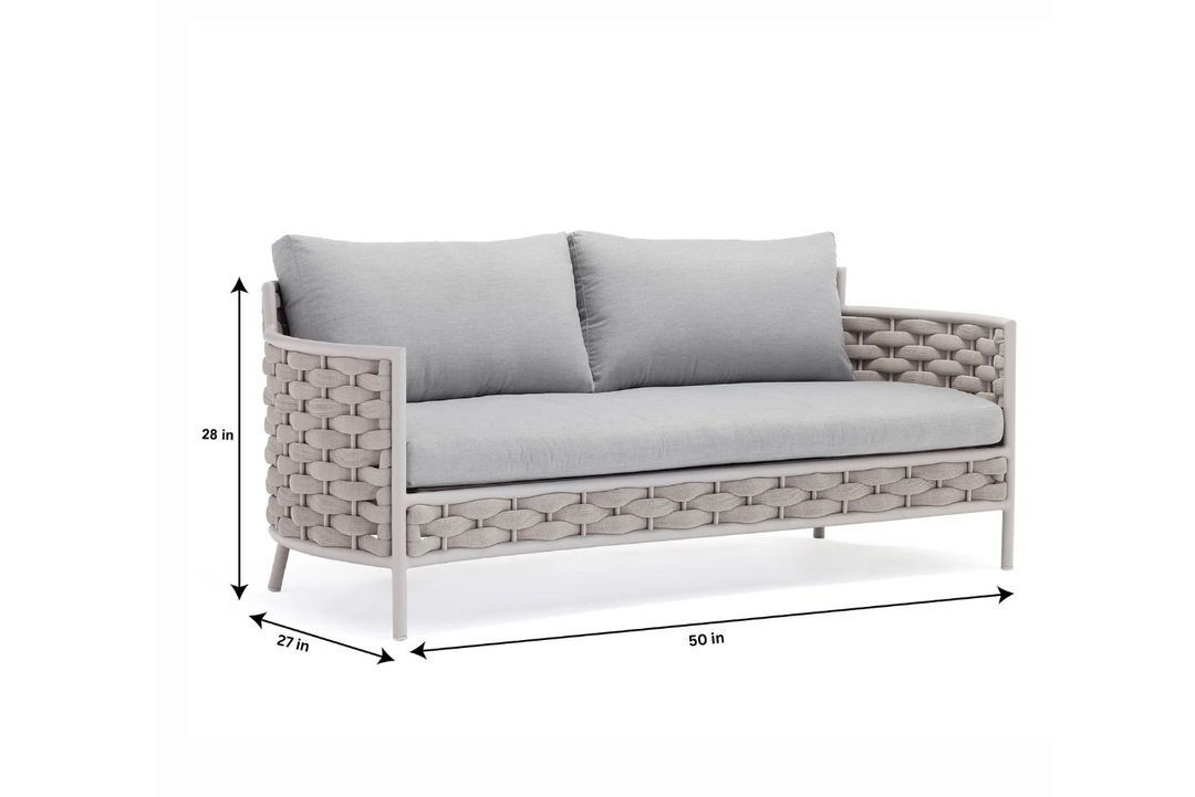 Nivio Outdoor Garden Balcony Sofa Set 2 Seater, 2 Single seater and 1 Center Table Set, Braid & Rope(White + Cream)