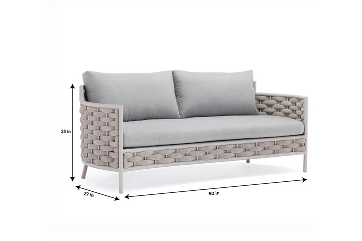 Nivio Outdoor Garden Balcony Sofa Set 2 Seater, 2 Single seater and 1 Center Table Set, Braid & Rope(White + Cream)