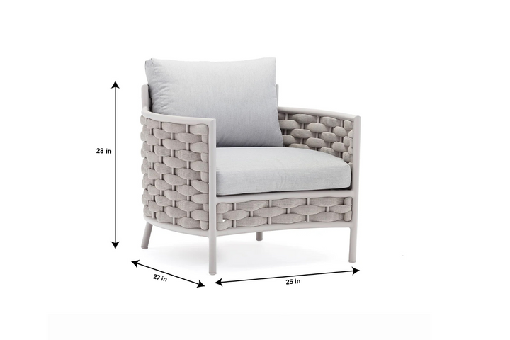 Nivio Outdoor Garden Balcony Sofa Set 2 Seater, 2 Single seater and 1 Center Table Set, Braid & Rope(White + Cream)