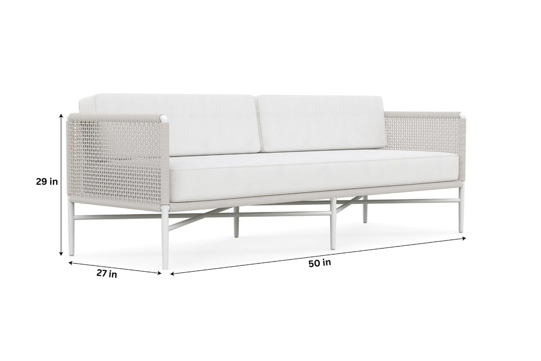 Roza Outdoor Garden Balcony Sofa Set 2 Seater and 2 Single Seater With 1 Center Table Set, Braid & Rope (White + Beige)