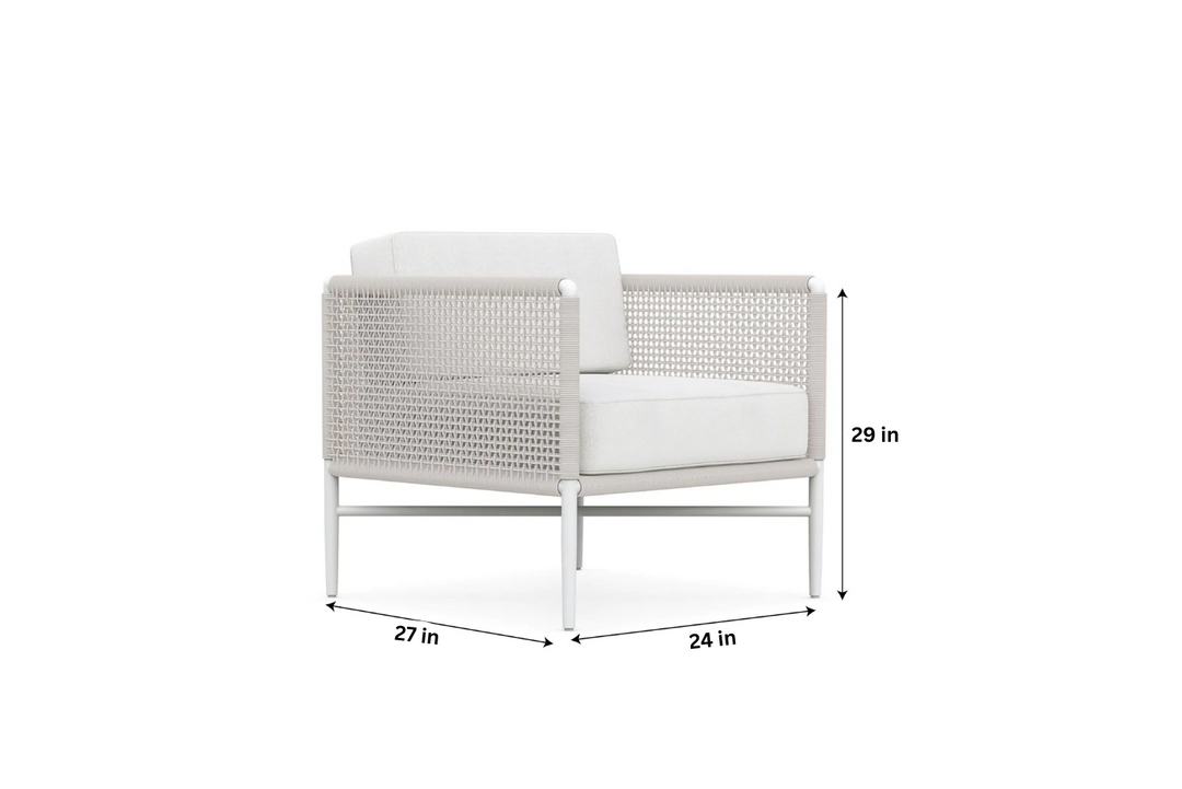 Roza Outdoor Garden Balcony Sofa Set 2 Seater and 2 Single Seater With 1 Center Table Set, Braid & Rope (White + Beige)