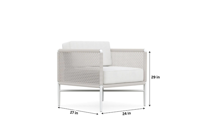 Roza Outdoor Garden Balcony Sofa Set 2 Seater and 2 Single Seater With 1 Center Table Set, Braid & Rope (White + Beige)