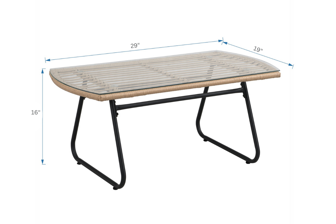 Drinus Outdoor Garden Balcony Sofa Set 2 Seater, 2 Single seater and 1 Center Table  Set (Black + Tan)