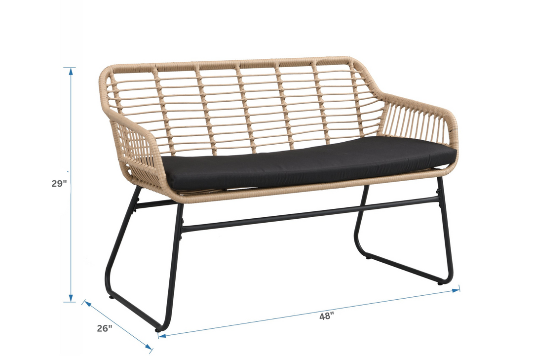 Drinus Outdoor Garden Balcony Sofa Set 2 Seater, 2 Single seater and 1 Center Table  Set (Black + Tan)