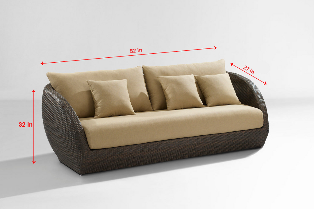 Zomera Outdoor Garden Balcony Sofa Set 2 Seater, 2 Single seater and 1 Center Table With Side Table Set (Brown + Tan)