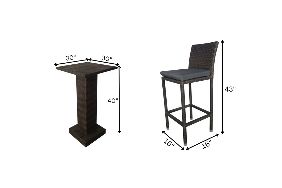 Curro Outdoor Patio Bar Set,  4 Chairs and 1 Table For Balcony (Brown)