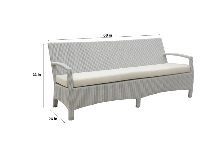 Hudson Outdoor Garden Balcony Sofa Set 3 Seater, 2 Seater With 2 Single Seater and 1 Center Table With 1 Side Table Set (White)