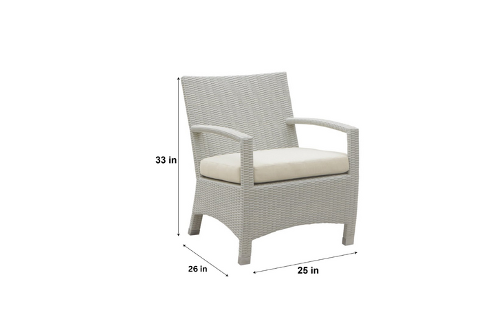 Hudson Outdoor Garden Balcony Sofa Set 3 Seater, 2 Seater With 2 Single Seater and 1 Center Table With 1 Side Table Set (White)