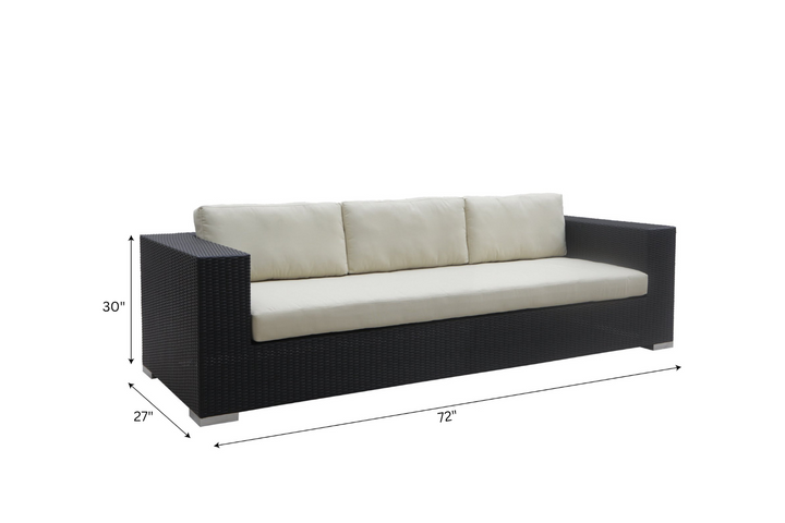 Spera Outdoor Garden Balcony Sofa Set 3 Seater, 2 Seater, 1 Seater, 1 Ottoman, 1 Center Table and 1 Side Table Set (Black)