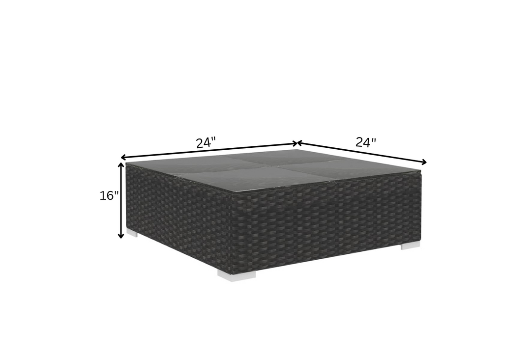 Spera Outdoor Garden Balcony Sofa Set 3 Seater, 2 Seater, 1 Seater, 1 Ottoman, 1 Center Table and 1 Side Table Set (Black)