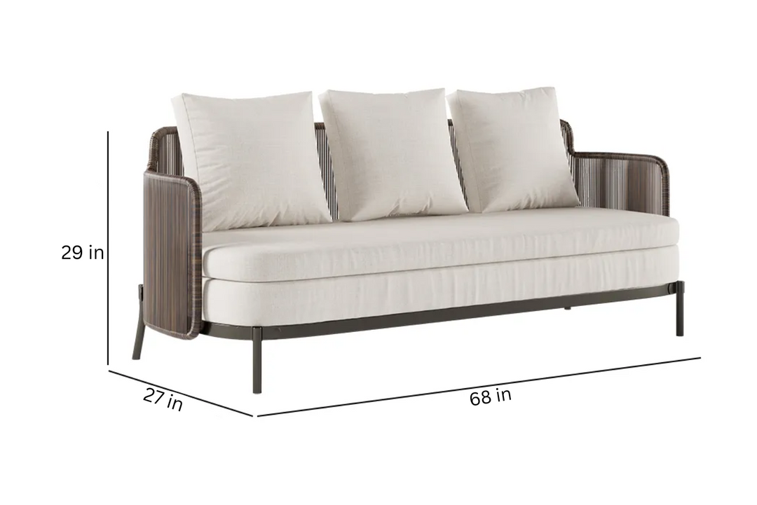 Viov Outdoor Garden Balcony Sofa Set 3 Seater,2 Single seater and 1 Center Table Set (Brown)