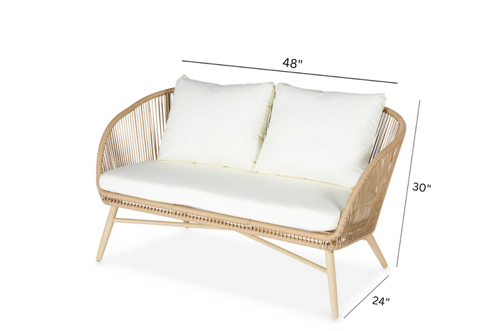 Palmer Outdoor Garden Balcony Sofa Set 2 Seater, 2 Single seater and 1 Center Table Set (White + Tan)