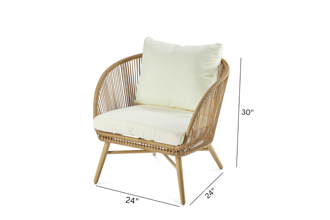 Palmer Outdoor Garden Balcony Sofa Set 2 Seater, 2 Single seater and 1 Center Table Set (White + Tan)