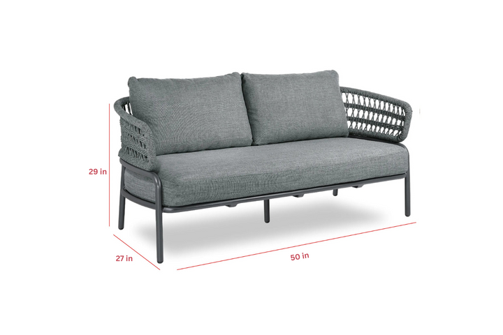 Hauwa Outdoor Garden Balcony Sofa Set 2 Seater , 2 Single Seater 1 Center Table Set Braid & Rope (Dark Grey)